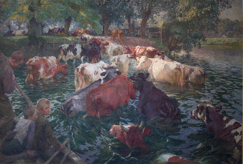 Emile Claus Cows crossing the Lys River Germany oil painting art